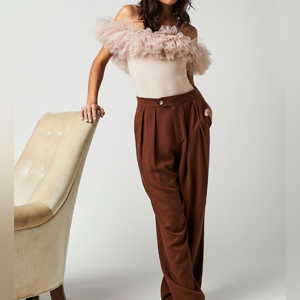 Free People Intimately Big Love Tulle Ruffles Off Shoulder Ballerina Bodysuit